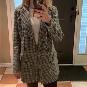 Wilfred Plaid Blazer - Black, White, Green